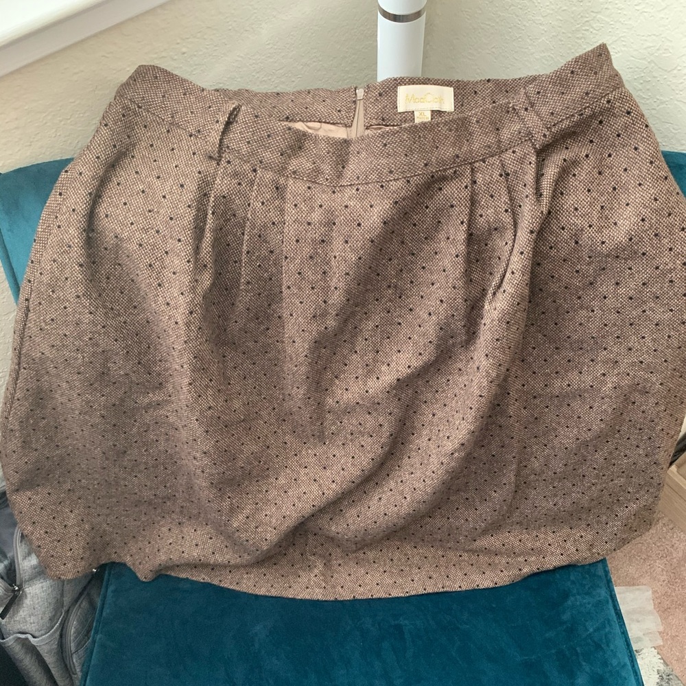 ModCloth Polka Dot Brown Wool Skirt XL
